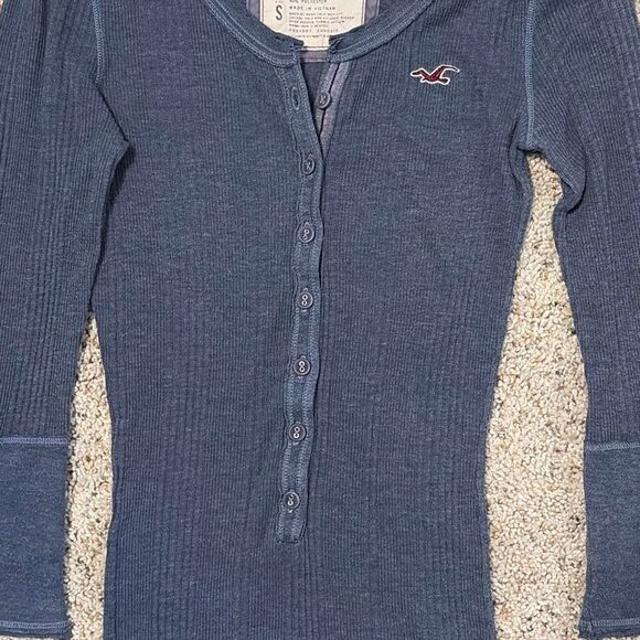 2 Hollister Blue Green Y2K Henley Tops Small - Picture 8 of 10